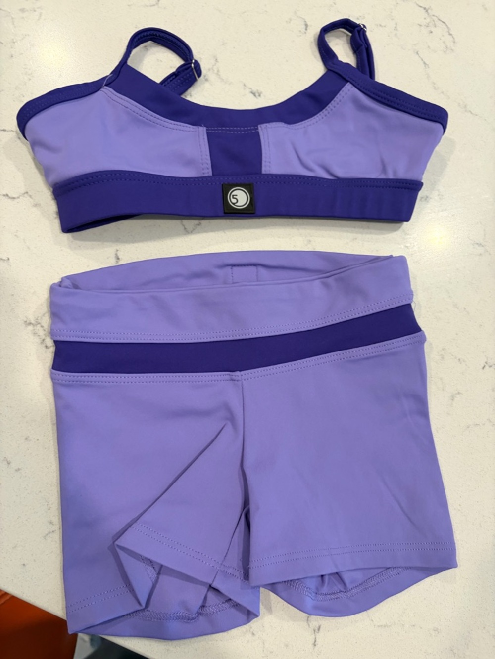 Girls Purple Two-Piece Active Swim Set